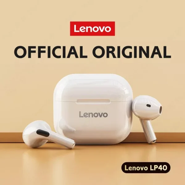 Fone de Ouvido Original Lenovo LP40 Bluetooth 5.0 TWS Sem Fio – Design Anatômico, Operação Simples e Fácil de Usar