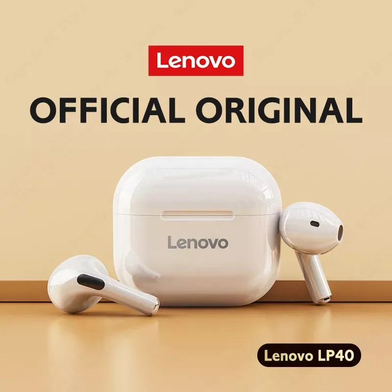 Fone de Ouvido Original Lenovo LP40 Bluetooth 5.0 TWS Sem Fio – Design Anatômico, Operação Simples e Fácil de Usar
